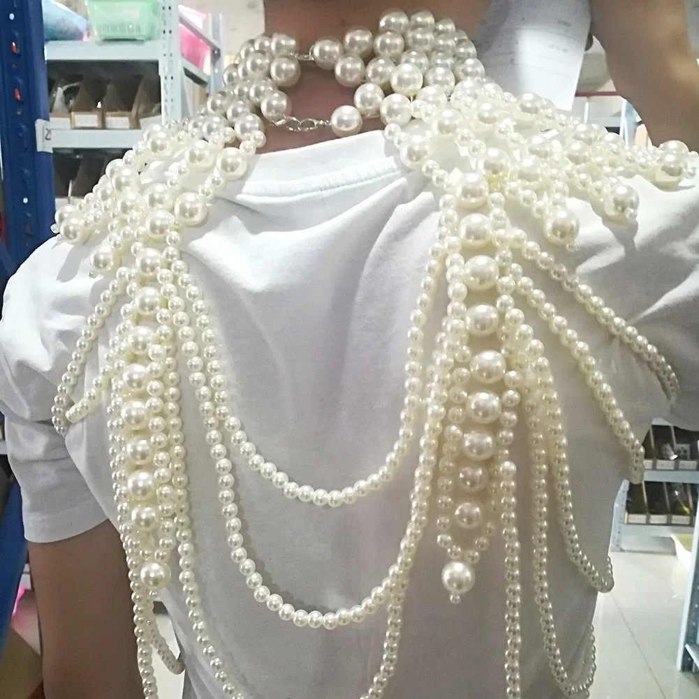 Dvacaman Korean Handmade Simulated Pearl Statement Necklace Women 2019 New Fashion Sex Body Chain Charm Necklace Jewelry Female