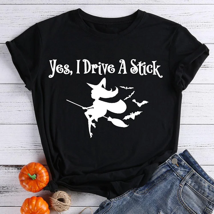 Yes I drive a stick Halloween T-Shirt Tee -07881