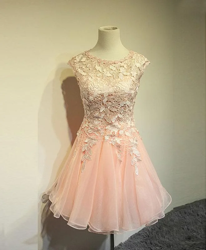 Cute Round Neck Lace Short Prom Dress,Homecoming Dress