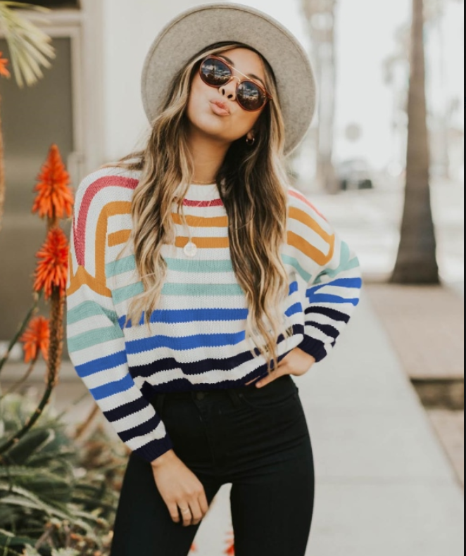 Fashion Women's Striped Stitch Sweater | IFYHOME