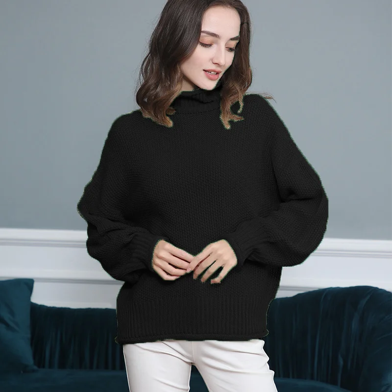 Wongn Wongn Style Women's Sweater Fashion Casual Women's Long Sleeve High Collar Pure Color Knit Pullover