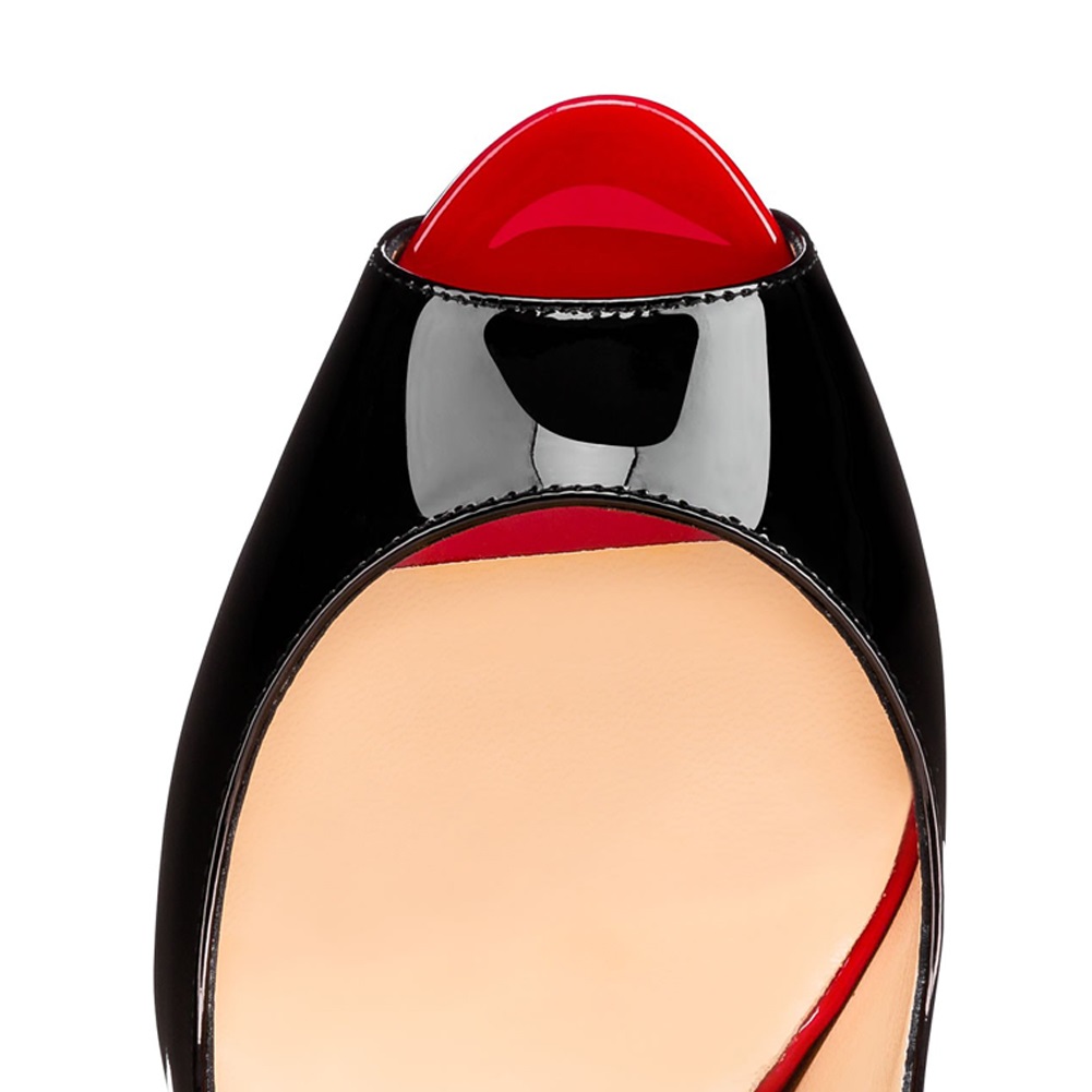 150mm Red Bottom Slingback High Heels Open Toe Platform Strap Pumps Sandals-MERUMOTE