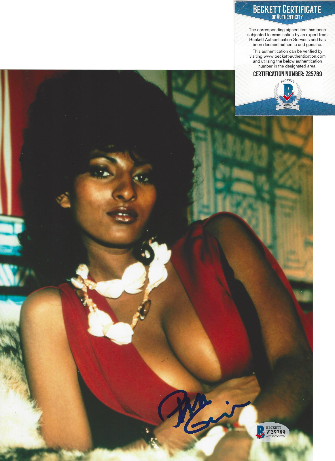 PAM GRIER SIGNED 'FOXY BROWN' 8x10 MOVIE Photo Poster painting COFFY PROOF BECKETT COA BAS