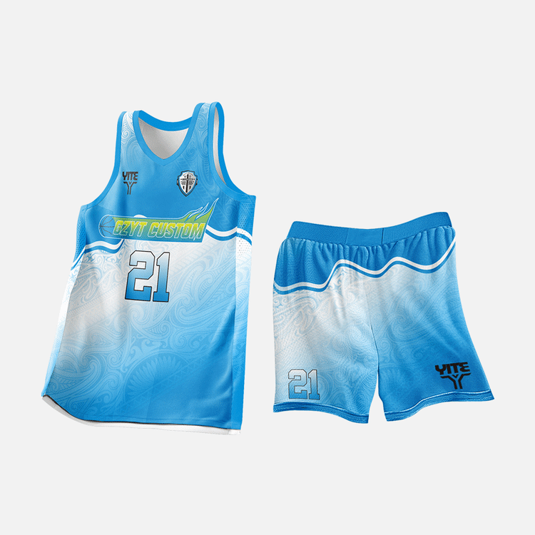 YITE | XL25-011- White And Blue Basketball Uniforms