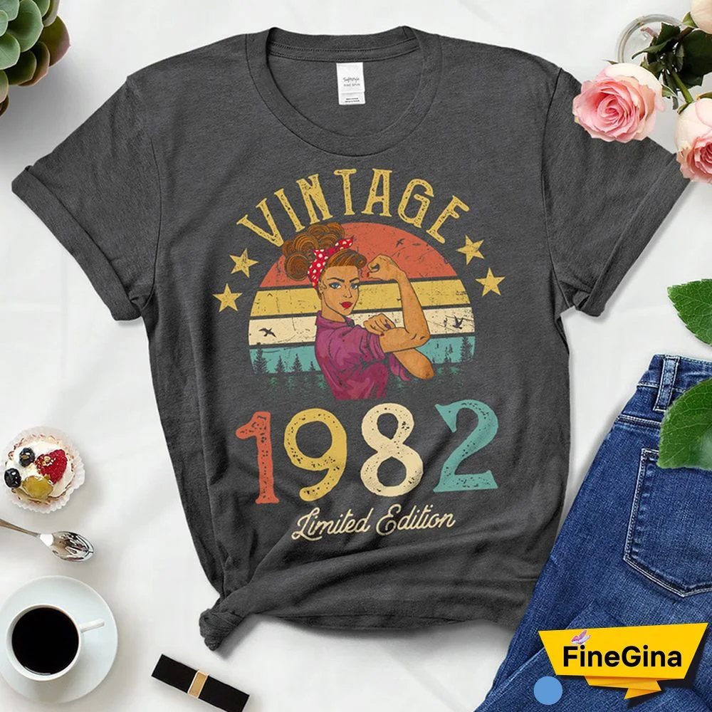 Vintage Retro 1982 Limited Edition Summer Fashion Outfits Women T Shirts 40Th 40 Years Old Birthday Party Ladies Clothes Tshirt