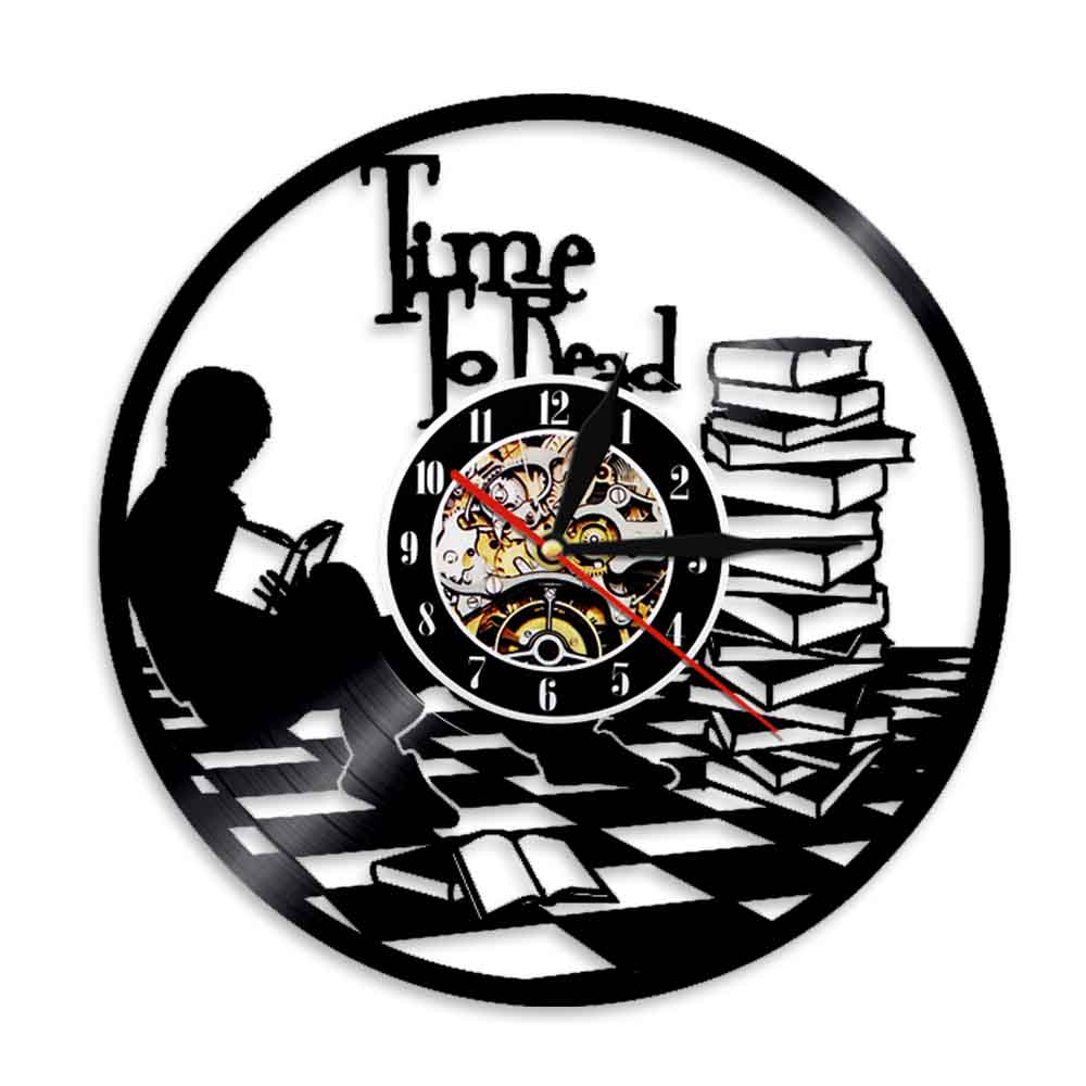 

Reading Books Time To Read Inspirational - Vinyl Record Wall Clock - Without LED, 501 Original