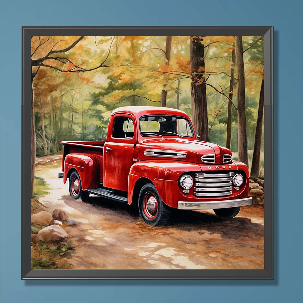Diamond Painting - Full Round Drill - Forest Red Car(Canvas|30*30cm)