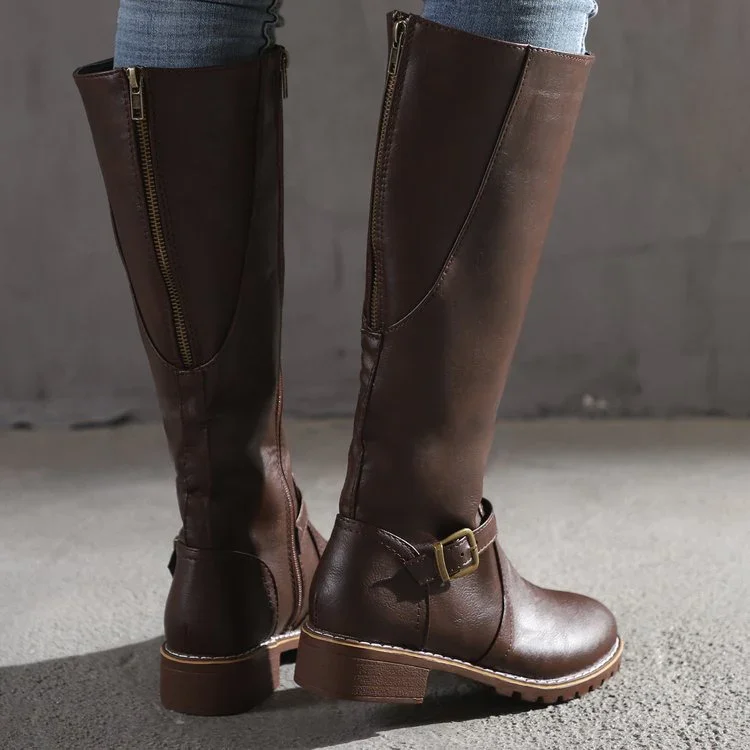 Women's Zip Tall Winter Leather Boots