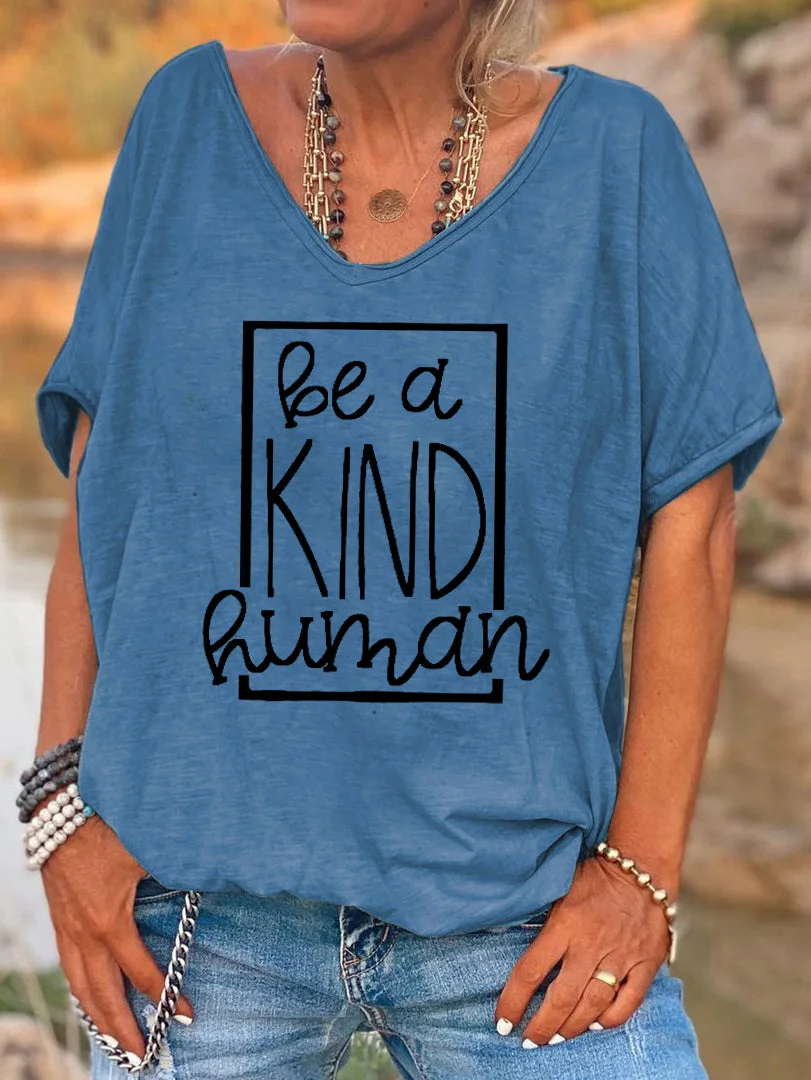 Short Sleeve Loose Be Kind Letter Printed T-shirt