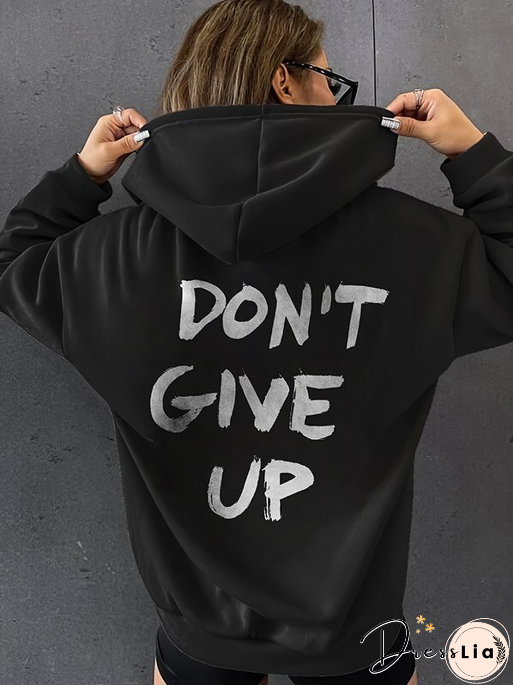 Don'T Give Up Slogan Printed Women Hoodie