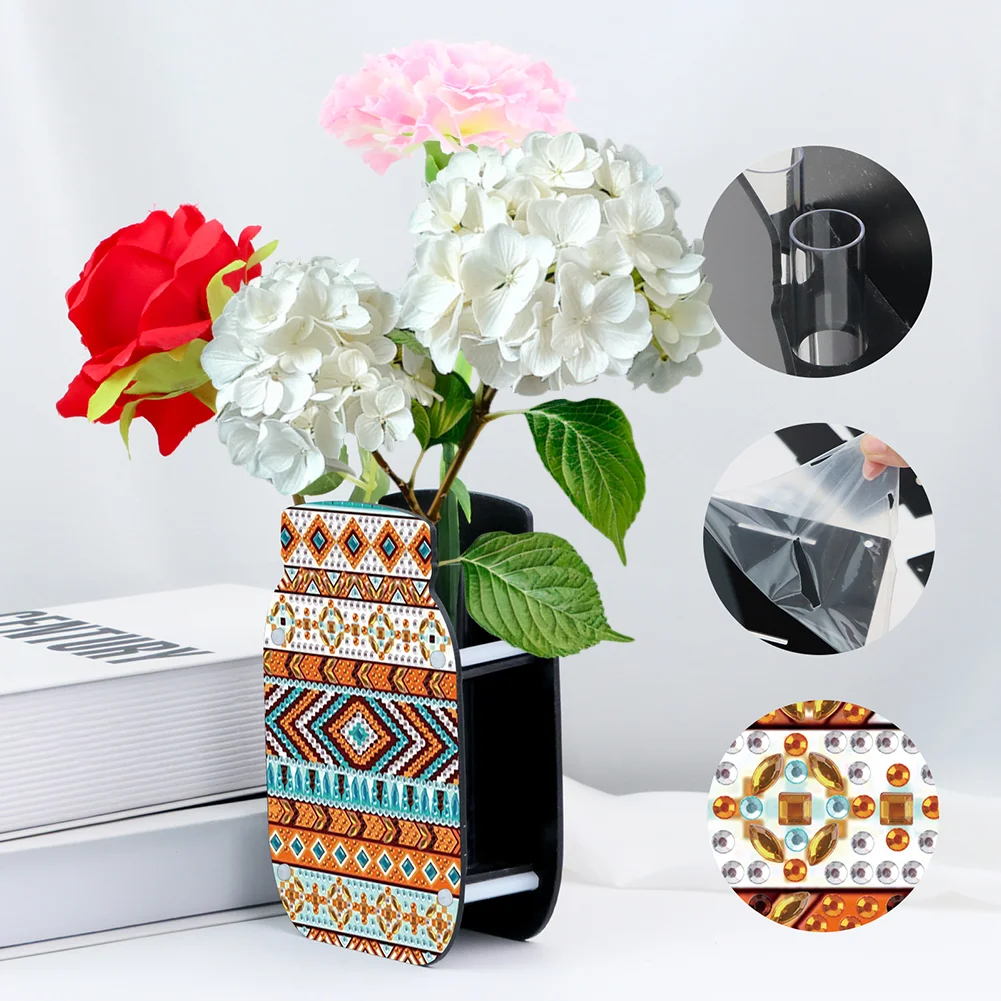 Mandala Acrylic Double Sided Special Shape Diamond Painting Vase for Home