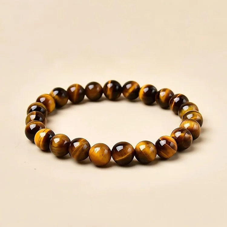 7A Natural Yellow Tiger Eye Beaded Bracelet