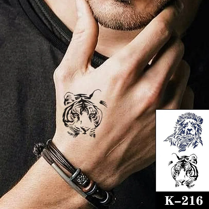 Waterproof Temporary Tattoo Sticker Black Wolf Arrow Rose Butterfly Flash Tattoos Totem Line Body Art Hand Fake Tatoos Women Men
