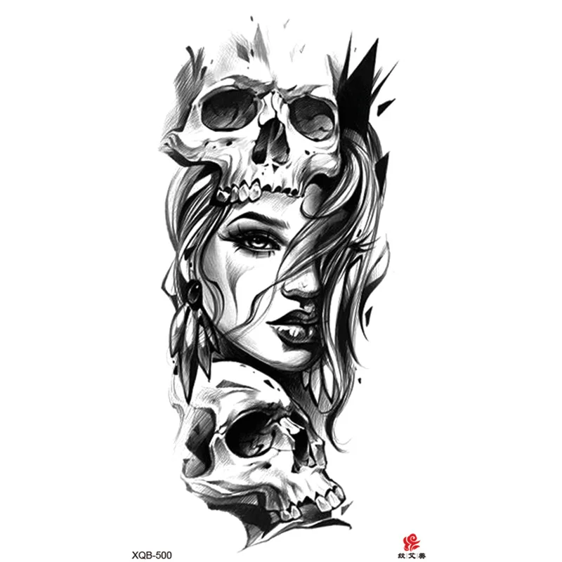 Sdrawing Full-arm Waterproof Tattoo Sticker Symbol Totem Animal Skeleton Small Arm Tattoo Sticker