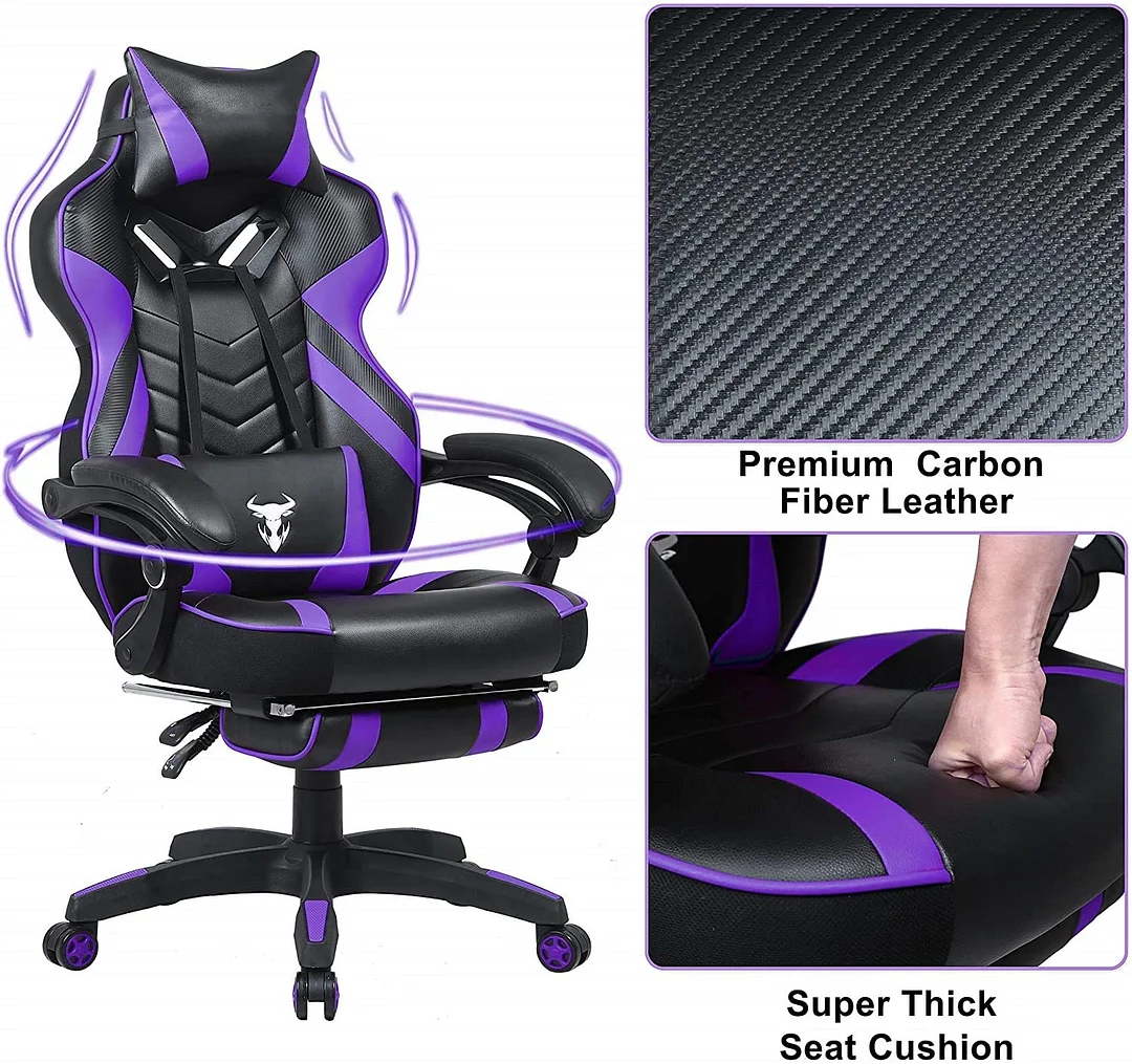 Racing Style Reclining High Back Computer Chair with Footstool