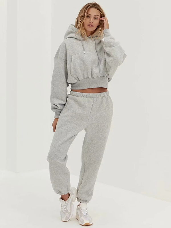 Plus Loose Hood Tie Feet Solid Loose Arder Gym Suits