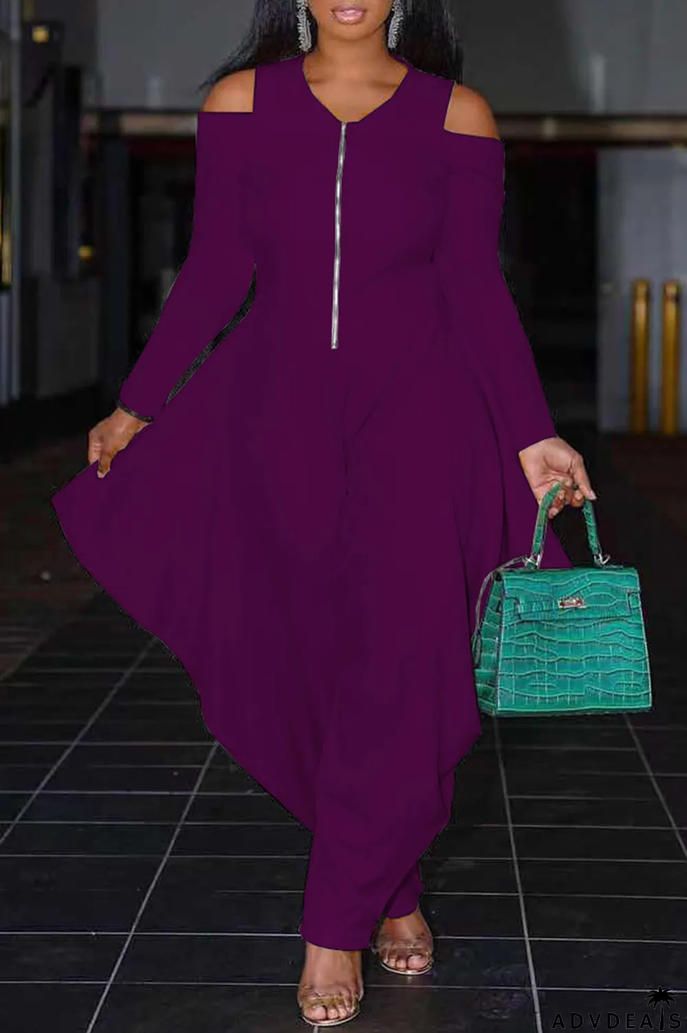 White Casual Solid Patchwork V Neck Loose Jumpsuits