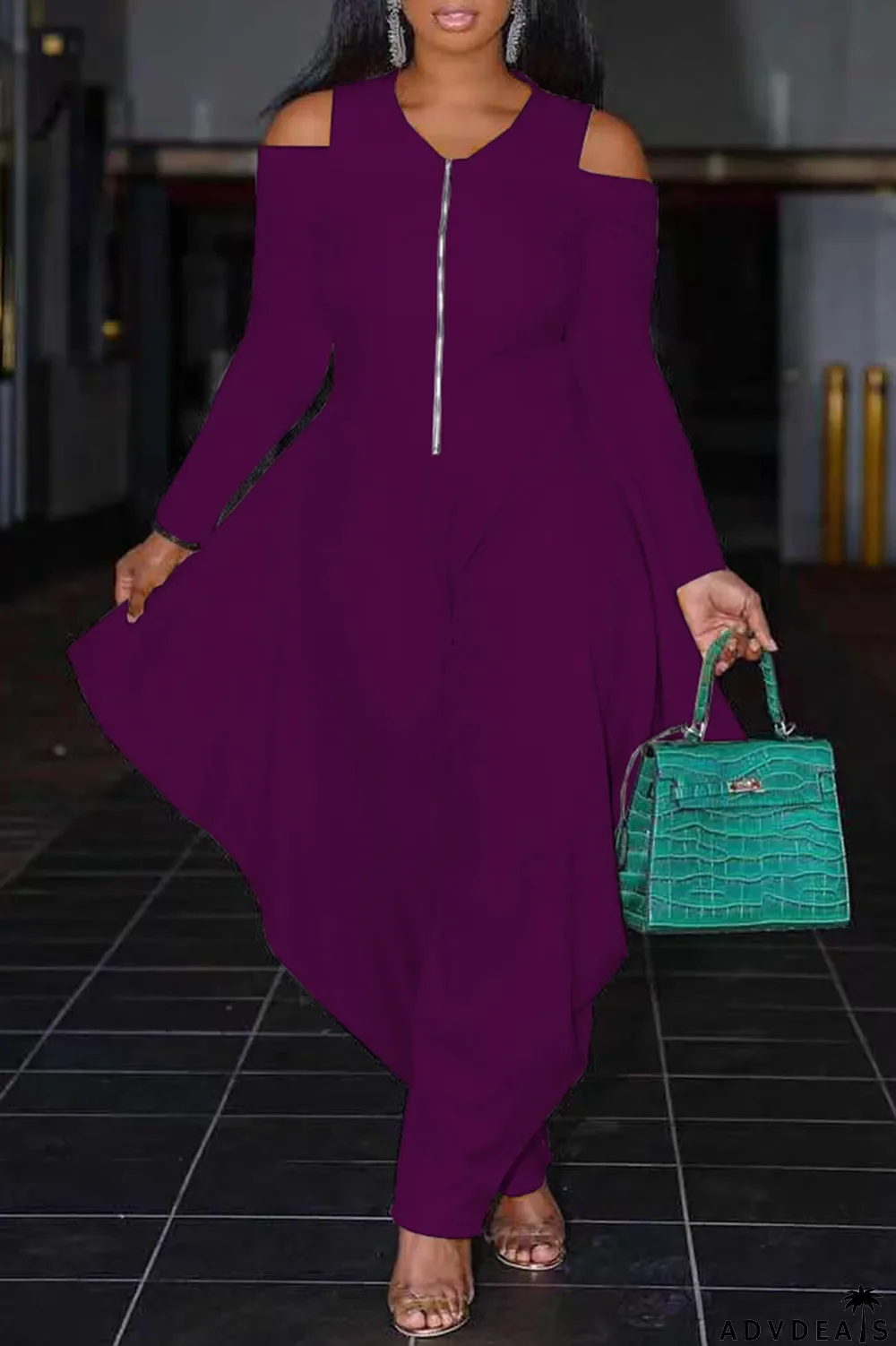 White Casual Solid Patchwork V Neck Loose Jumpsuits