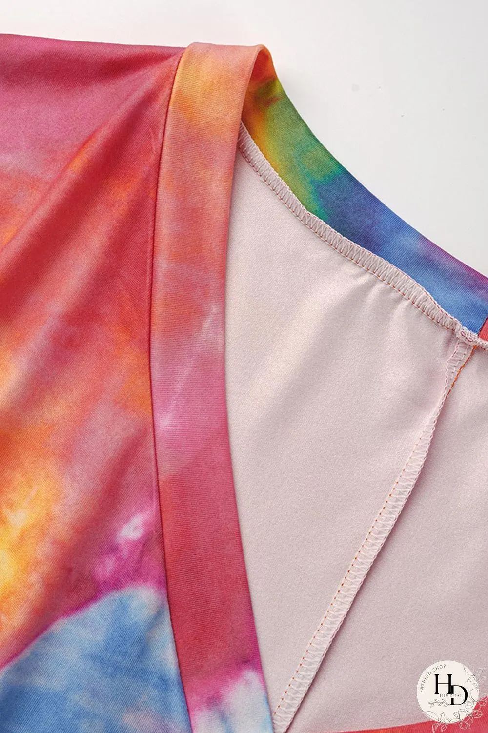 Red Fashion Casual Print Tie-dye V Neck Loose Jumpsuits