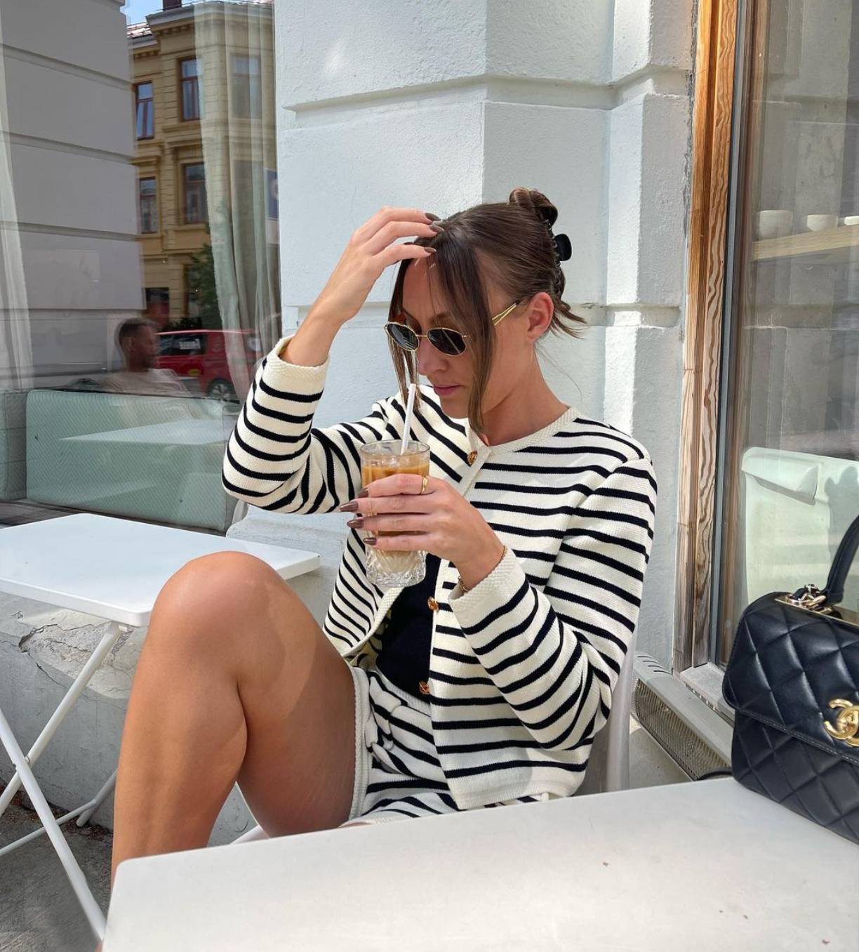 Ootddress Striped Knit 2 Piece-Set Shorts Women Fashion Zebra Printed Cardigan And High Waist Patchwork Shorts Sets Knitwear Outfits