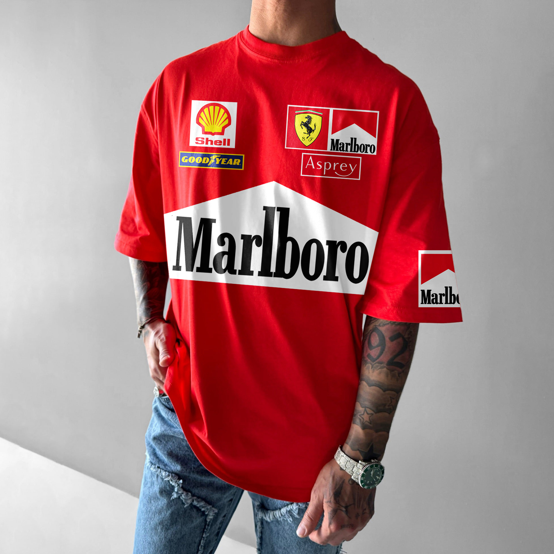 Unisex Casual Oversized Racing Print T-Shirt / TECHWEAR CLUB / Techwear