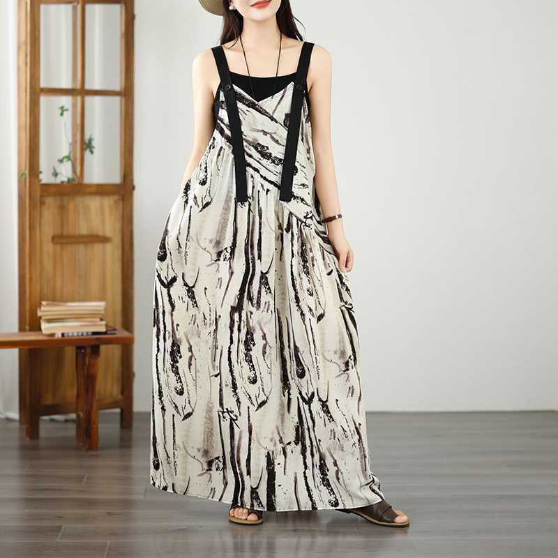 Loose chiffon ink print dress