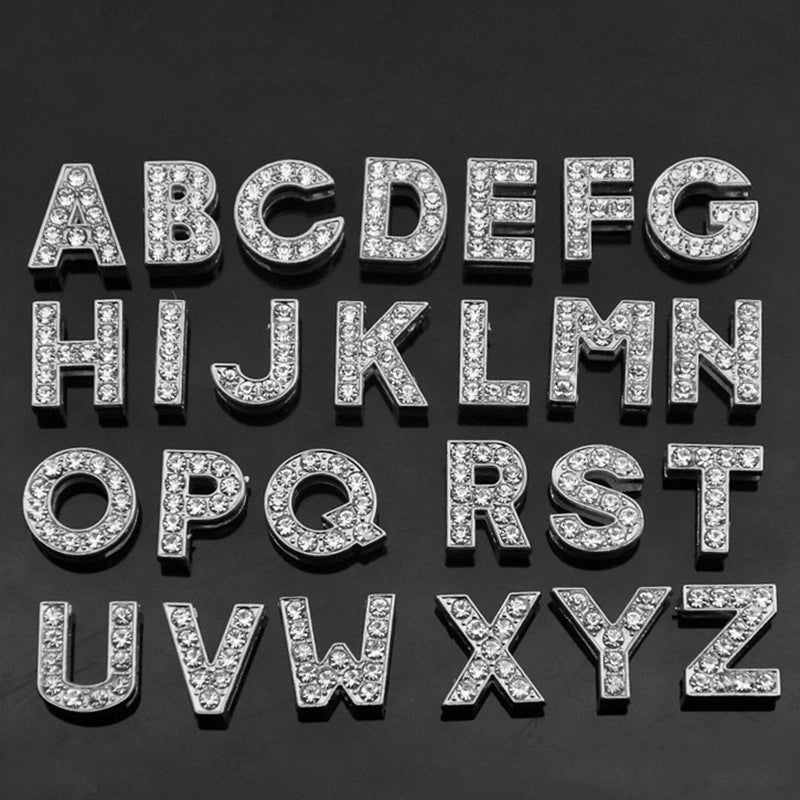 5 PCS/Package 10mm Metal Rhinestones Letter Beads