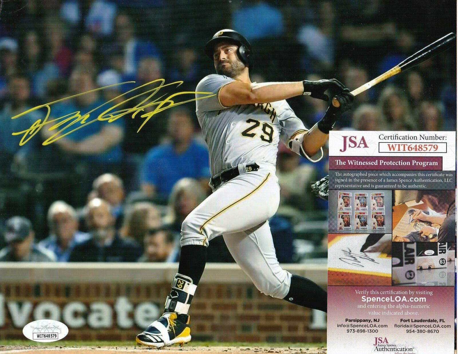 FRANCISCO CERVELLI PITTSBURGH PIRATES JSA AUTHENTICATED ACTION SIGNED 8x10