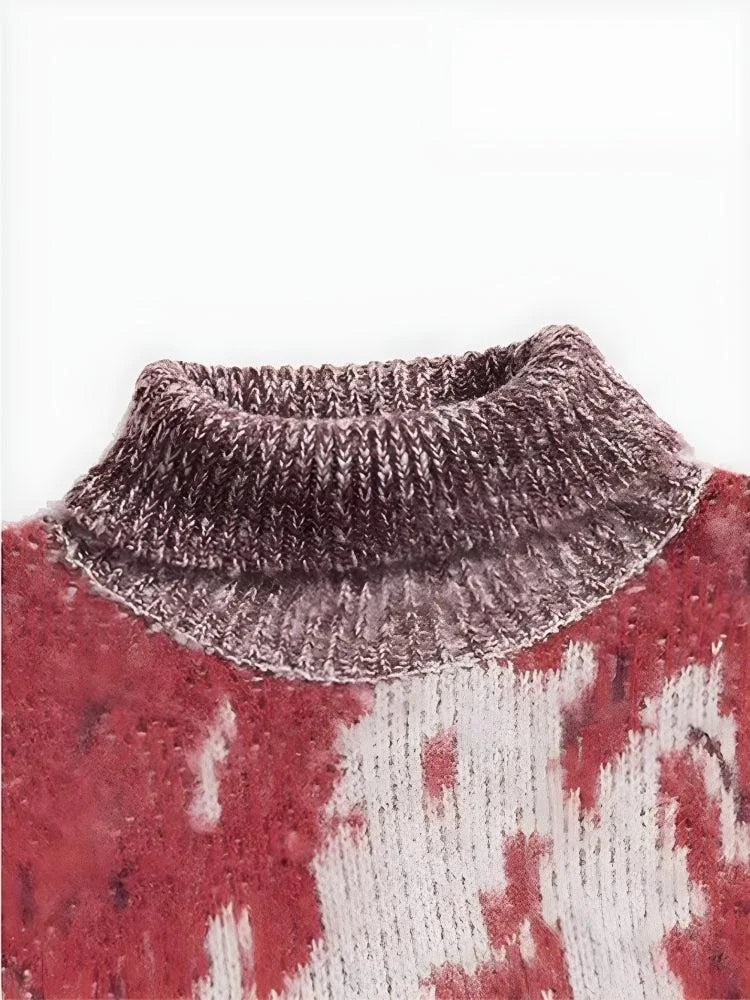 Brownm Dye Turtle Neck Knitted Sweater