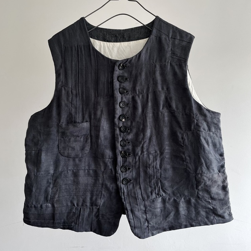 Men's Vintage Jacquard Linen Embellished Vest