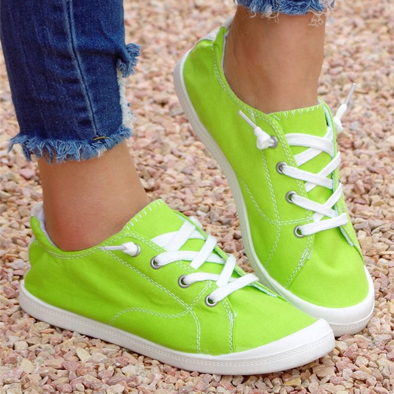 Women's Canvas Shoes Low Top Lace Up Walking Shoes for All Day Standing