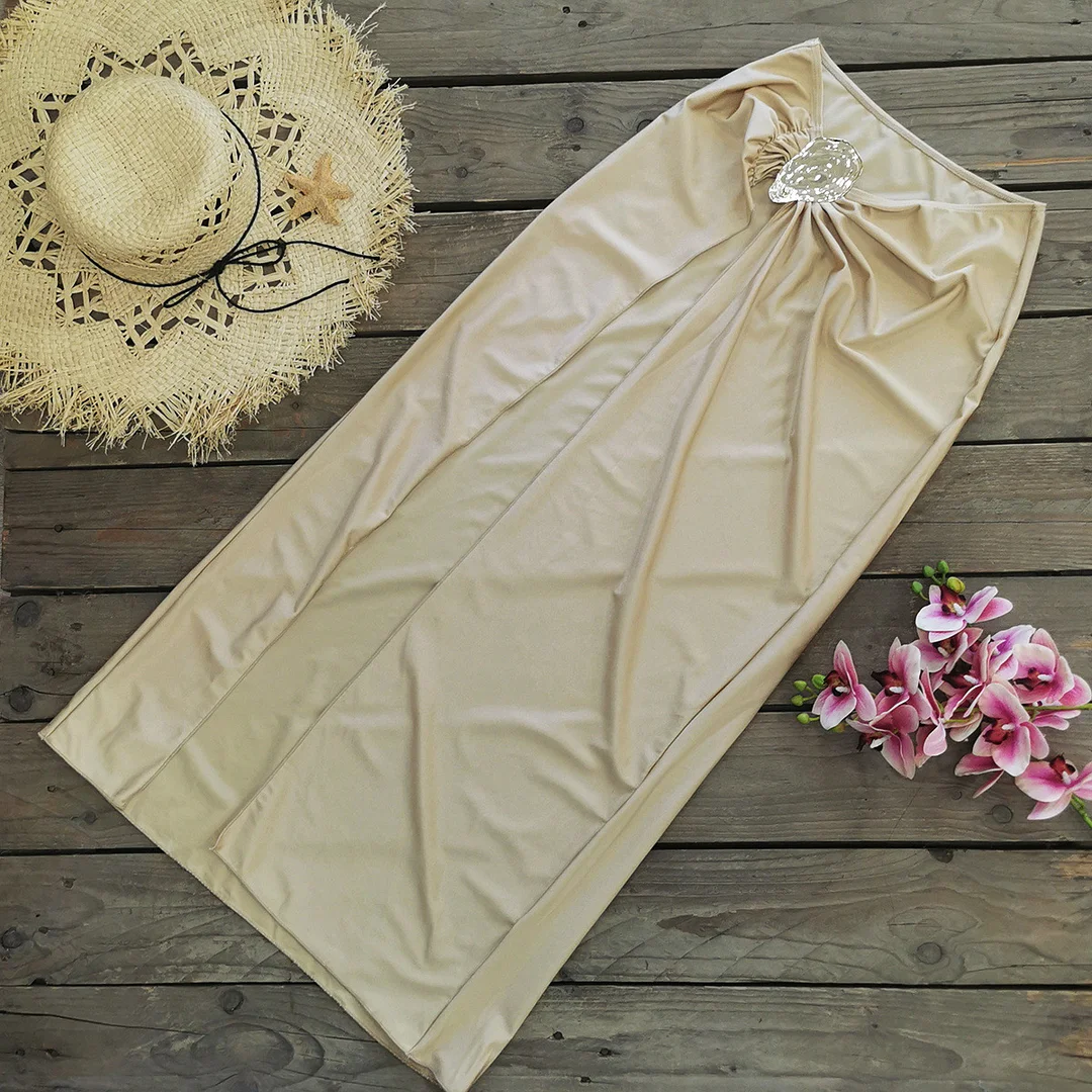 Uveng Sexy Breast-Wear Bikini Three-Piece Solid Color Sexy Split Swimsuit Woman 2025 New Bikini