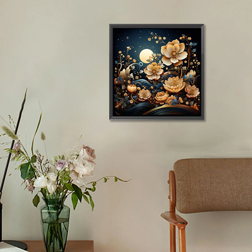 Full Round Diamond Painting 30*30cm - Fantasy Flowers