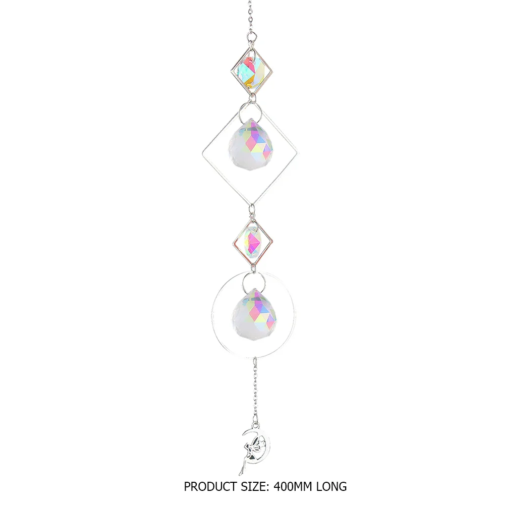 Wind Chime Crystal Light Catcher Ball Ornaments Round Frame Pendant (2)