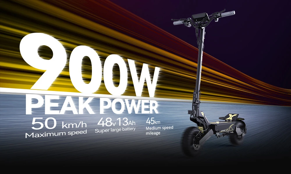 OOTD T10 Electric Scooter, 500W Motor, 48V 13AH Battery, 11 inch Vacuum Tires, 50km/h Max Speed, 45km Range, Front & Rear Disc Brakes, Front & Rear Spring Shock Absorber