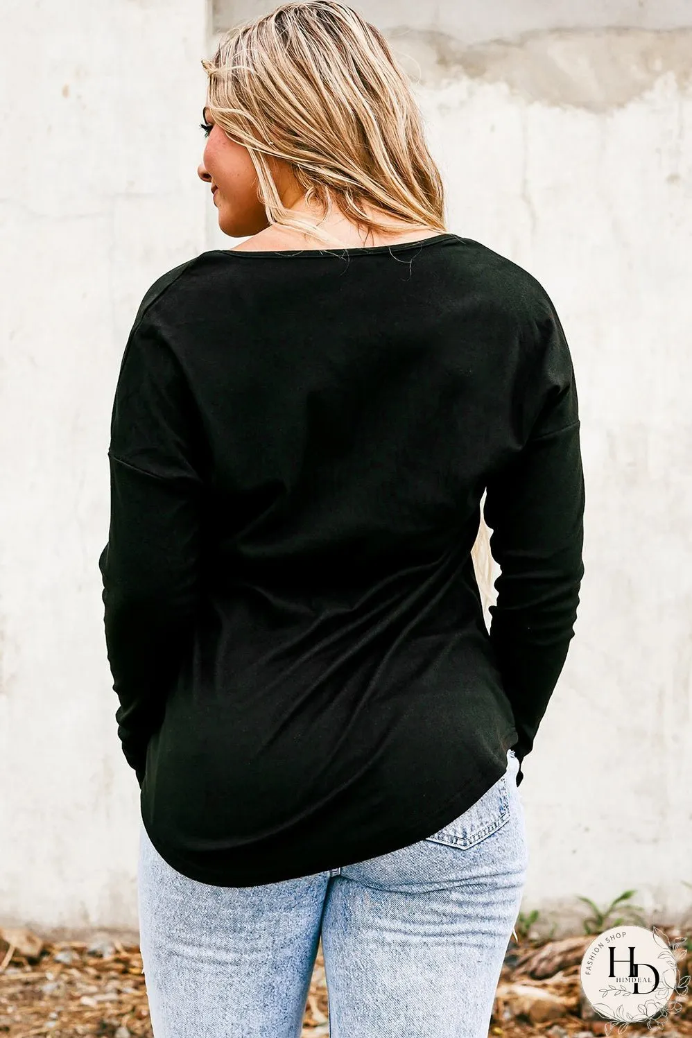 Black Valentines Day Rhinestone Heart Graphic Long Sleeve Tee