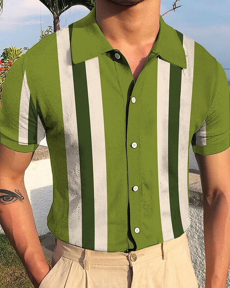 Gentleman Print Chic Knit Lape Polo Shirt 3a9f