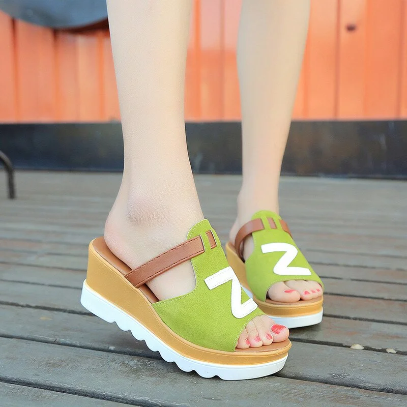 2021 Summer Slip On Women Wedges Sandals Platform Hip Hop Rock Fashion Open Toe Ladies Casual Shoes Comfortable Promotion Sale