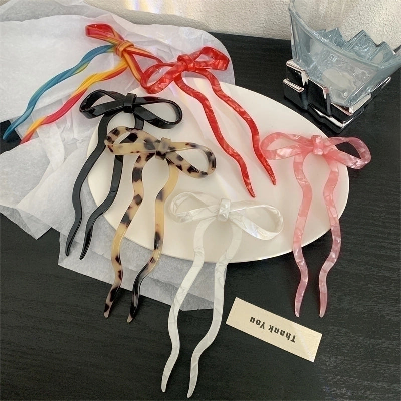 Women's Sweet Minimalist Bow Knot Acetic Acid Sheets Hairpin
