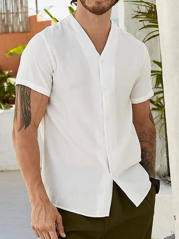 Men's Casual Short Sleeve Shirts、、URBENIE