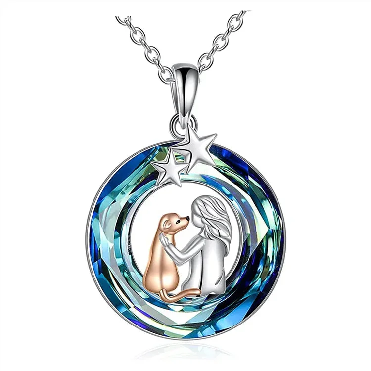 S925 My Dog Holds The Key to My Heart Crystal Necklace