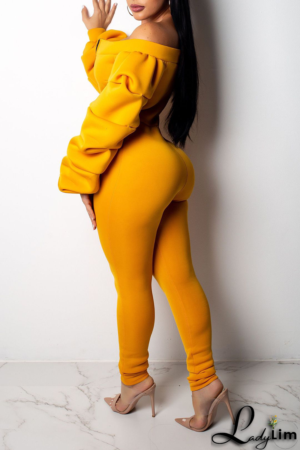 Black Sexy Solid Patchwork Zipper Collar Skinny Jumpsuits