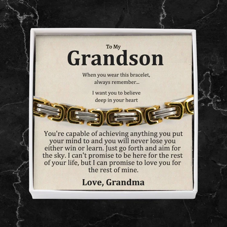 To My Grandson I'll always carry you in my heart Cuban Link Bracelet Stainless Steel Bracelet Warm Gift