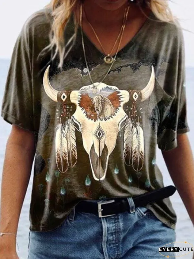 Native American Inspired V-Neck Tee