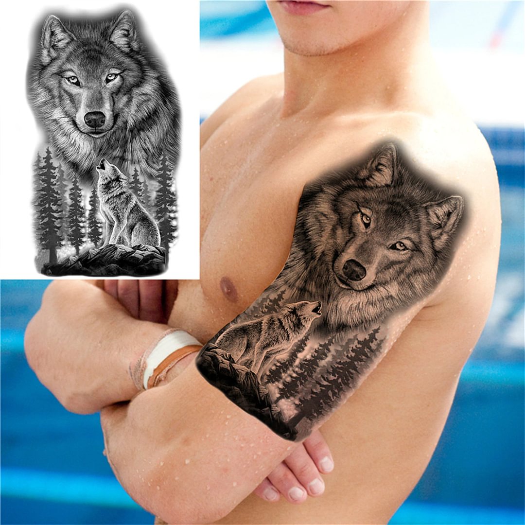 Sdrawing Anchor Skull Temporary Tattoos For Women Men Adult Pirate Black Skeleton Tattoo Sticker Fake Wolf Lion Tiger Tatoos Back