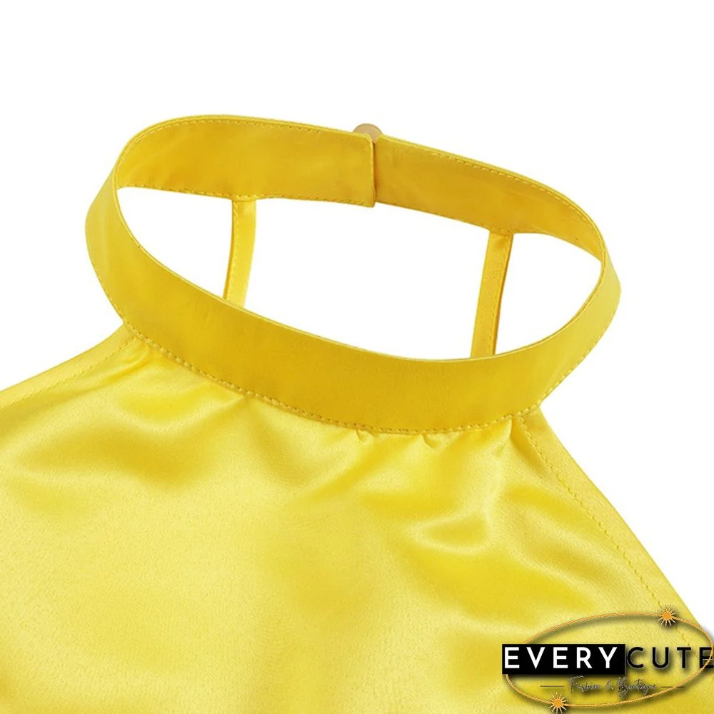 Summer Women Halter Neck Tank Tops Long Dress Sleeveless Backless Casual Loose High Low Blouse Shirt Plus Size