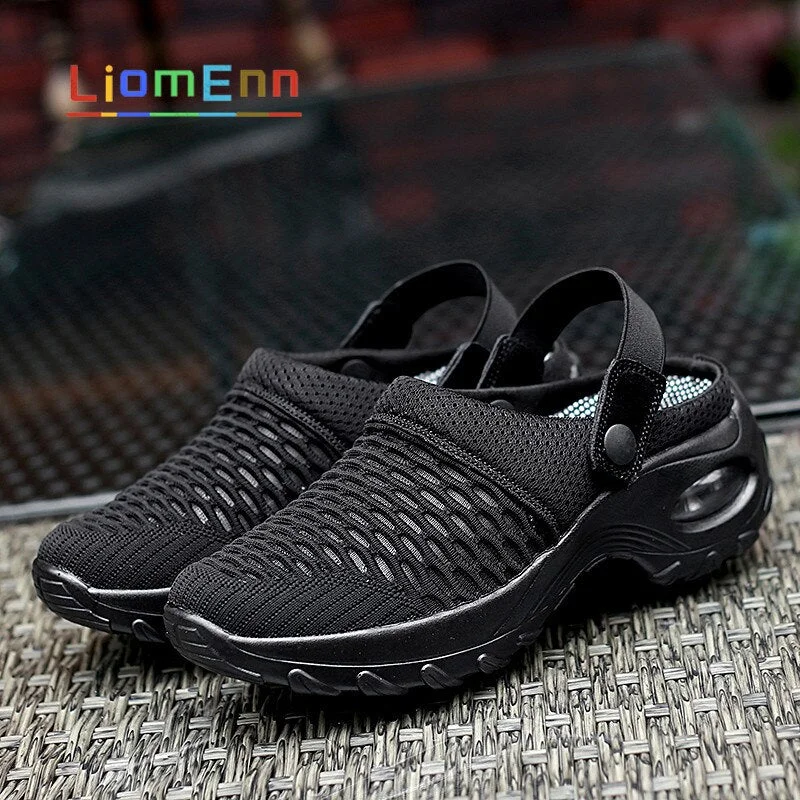Air Cushion Women's Summer Sandals 2022 Designer Closed Toe Platform Sandals Breathable Mesh Clogs Slipper zapatos mujer Size 42