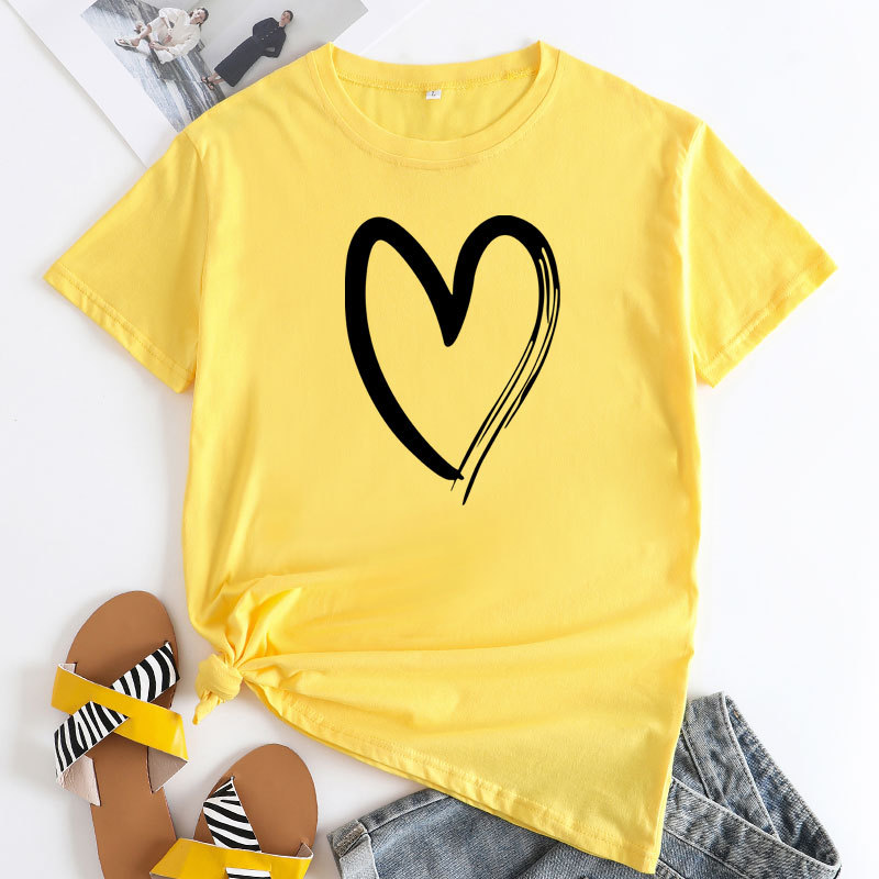 Heart Print Women's Cotton T-Shirt | ARKGET