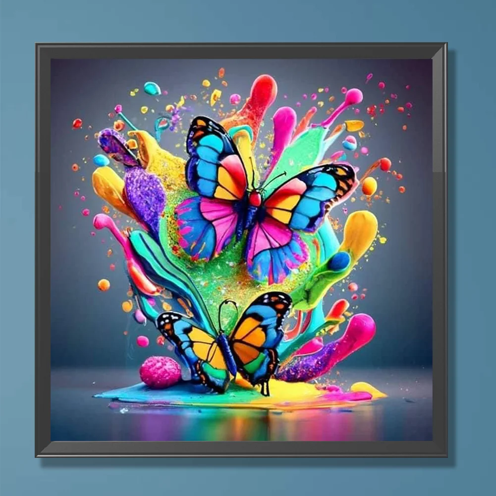 Diamond Painting - Full Round Drill - Colorful Butterfly(Canvas|30*30cm)