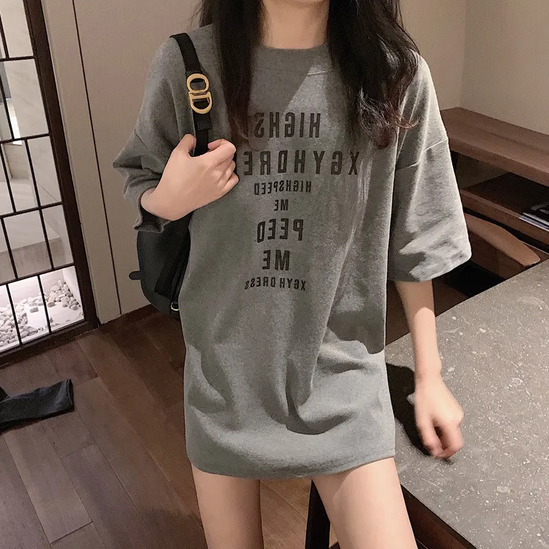 Uveng Uveng 2024 New Korean Version Loose Letter Print Short Sleeved T-Shirt Female Girl Jacket Women's Fashion